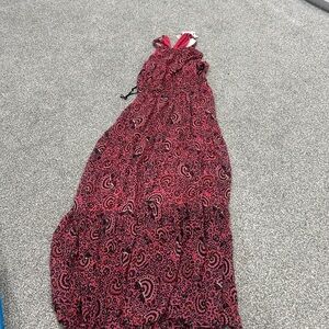 Pink and Black Paisley Maxi Dress